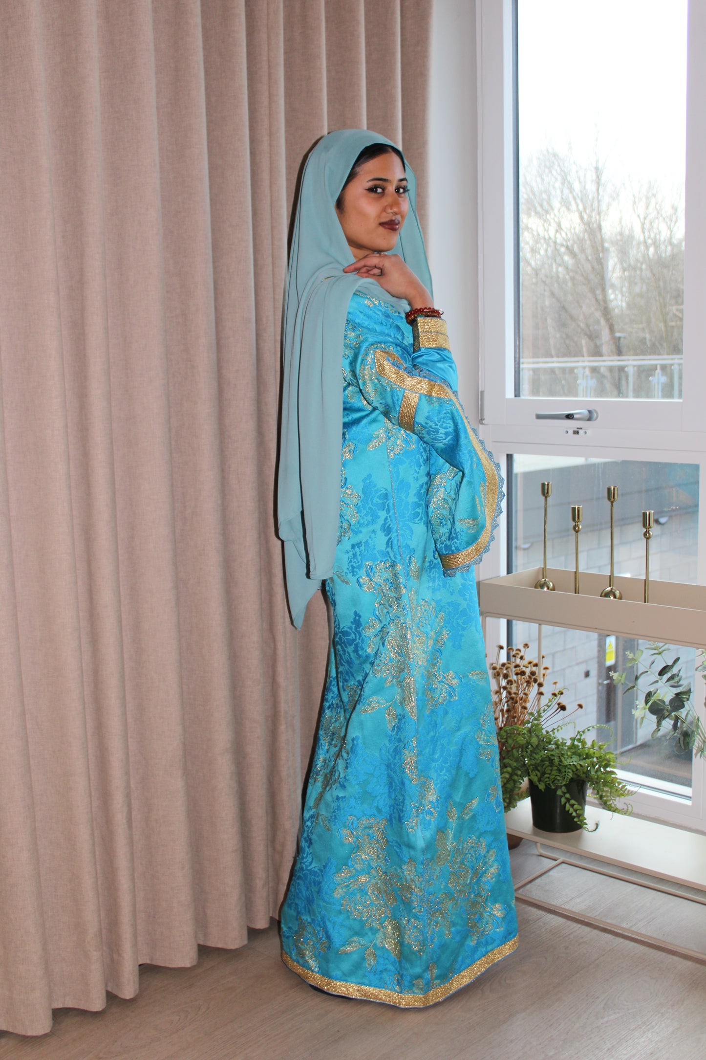 Turquoise & Gold Kaftan