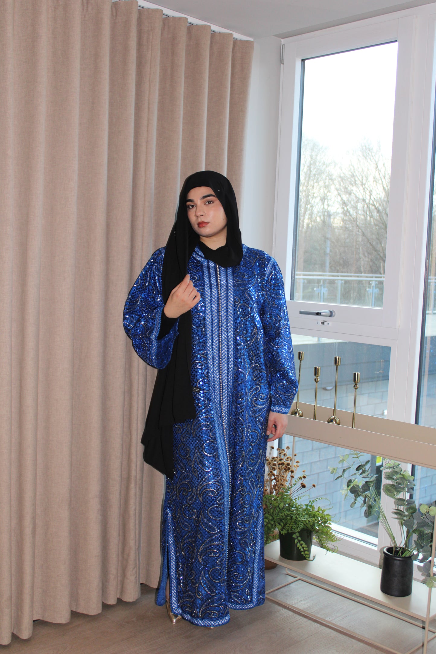 Blue Sequin Kaftan