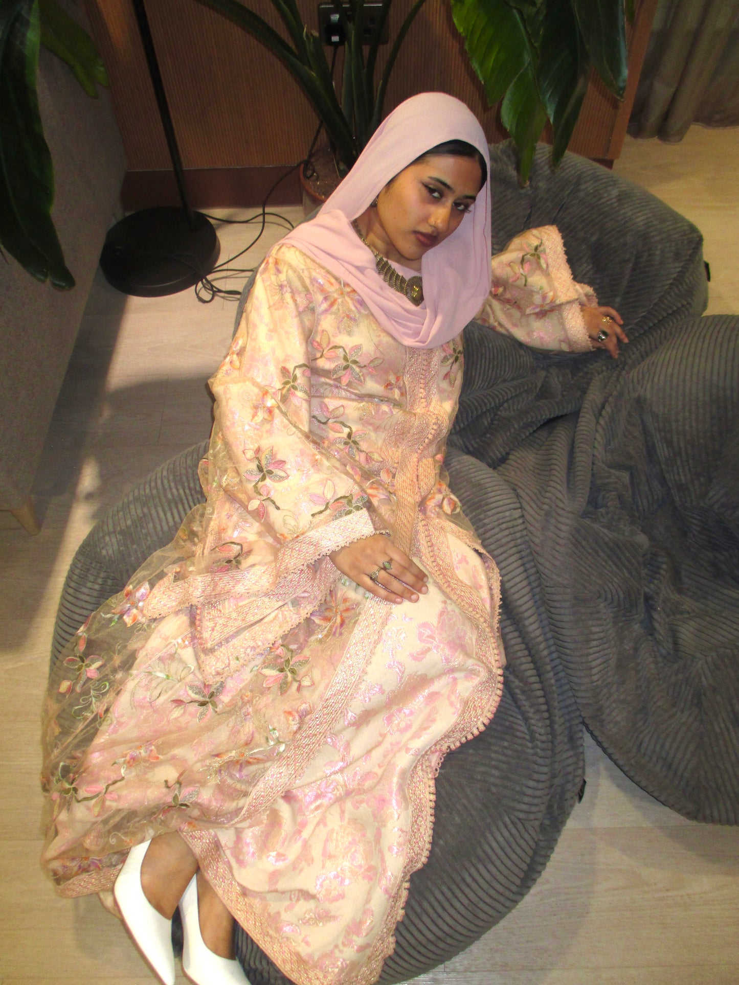 2 piece pink floral kaftan