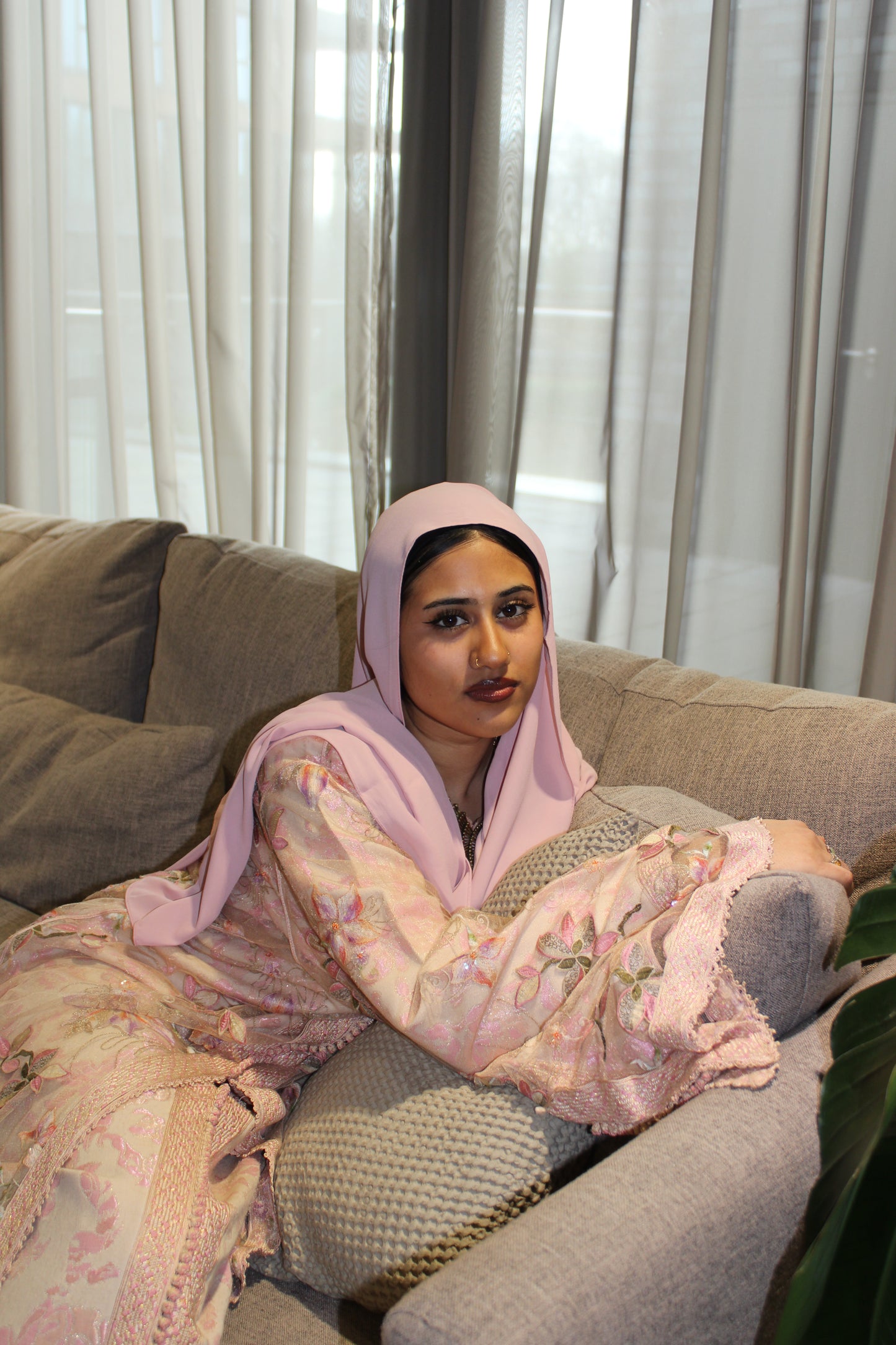 2 piece pink floral kaftan