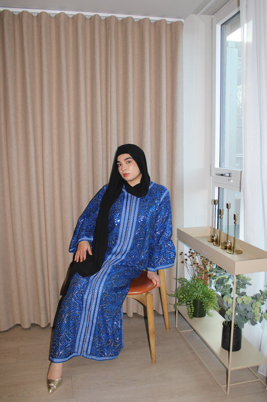 Blue Sequin Kaftan